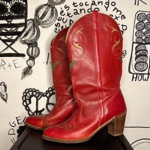 DINGO RED COWBOY LEATHER VINTAGE BOOTS